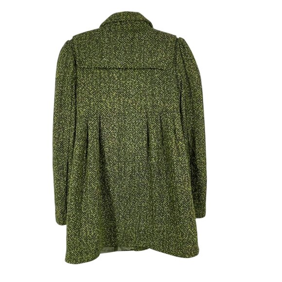 Vintage BB Dakota Cotton Blend Tweed Empire Waist Twee Coat Green Academia S - Picture 3 of 13